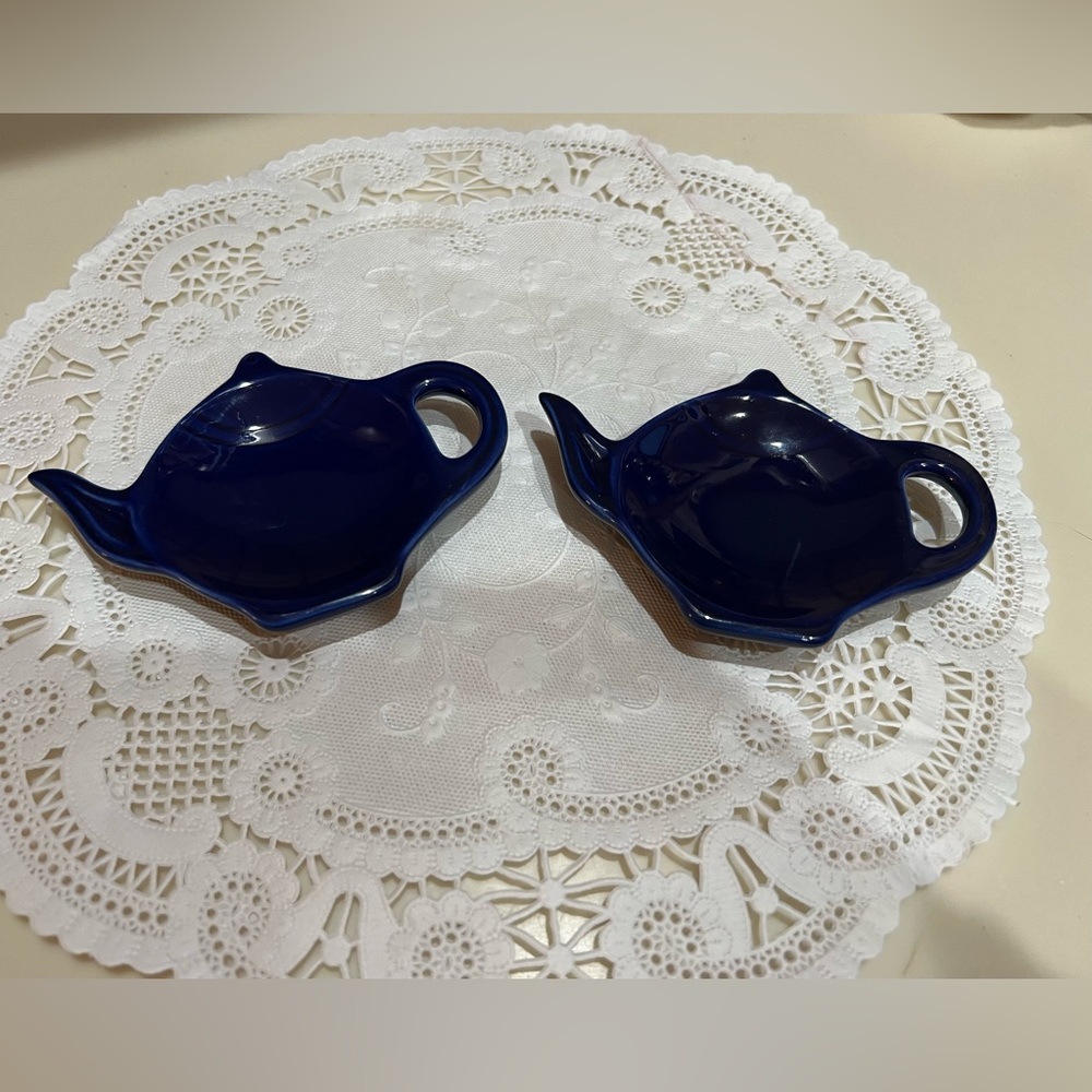 Blue Ceramic Tea Bag or Spoon 🥄 Rest from Le Gourmet Chef~Set of 2